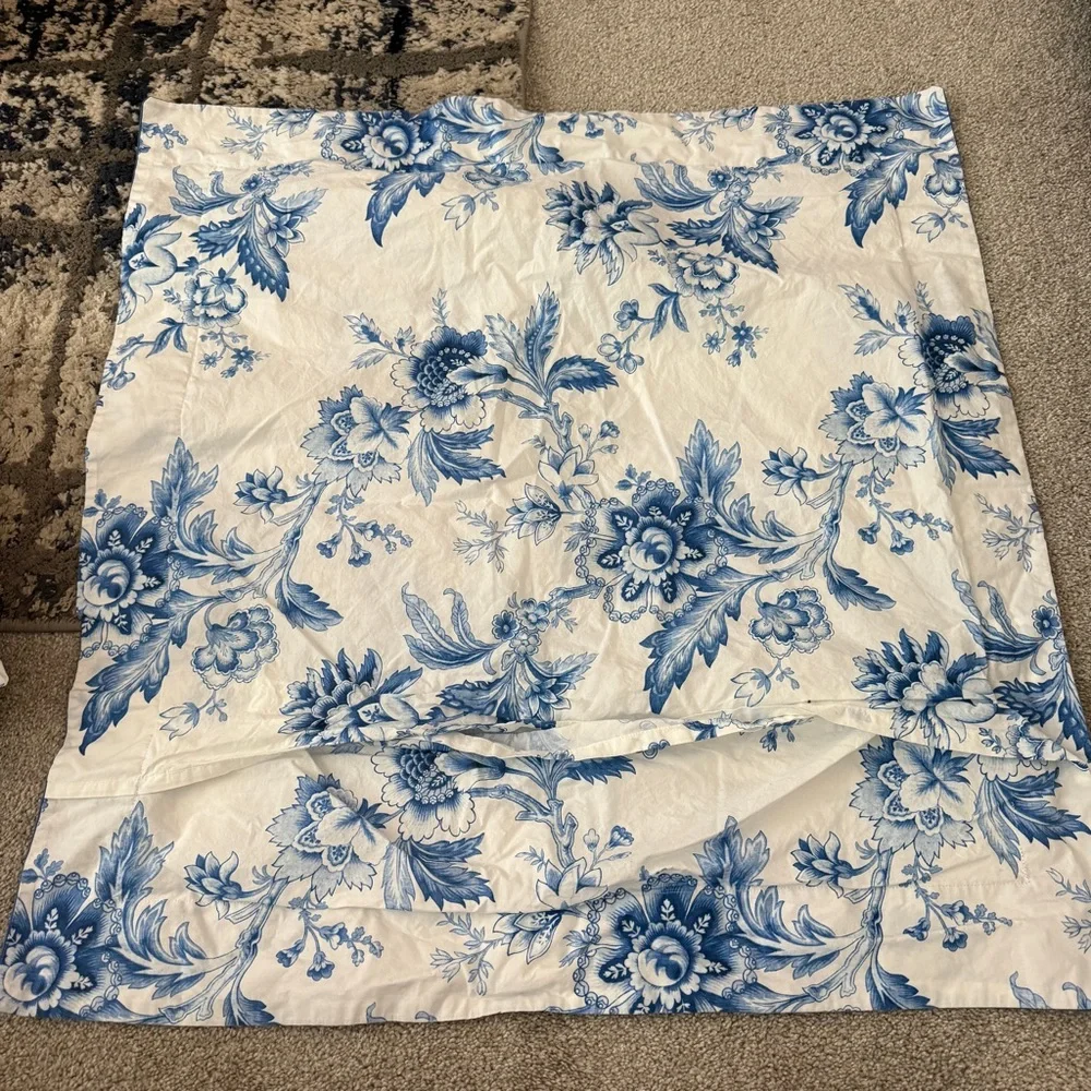 Williams Sonoma Set King Duvet Cover Euro Sham Aerin Fairfield Floral Blue EUC